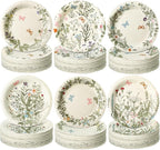 Funnymoom 60 Pcs 7 Inch Vintage Wildflower Paper Plates Retro Flower Plant Herb by Funnymoom