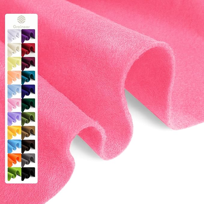 Azalea Pink Soft Felt Fabric Sheet 36" x 36", 1.6mm Thick, Premium Craft Felt by Grainear
