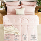 CozyLux Full Size Comforter Sets Blush Pink, 7 Pieces Bed in a Bag, All Season - Image 2