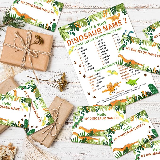 What's Your Dinosaur Name Game Cards, Birthday Game Supplies, 1 Dinosaur Name - Image 3