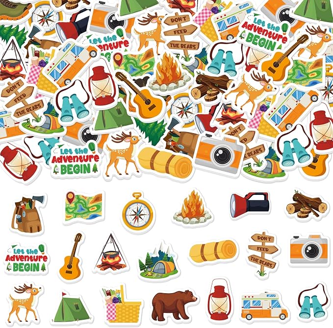 300Pcs Travel Camping Foam Stickers, Self-Adhesive Camping Stickers Outdoor by Bonieset