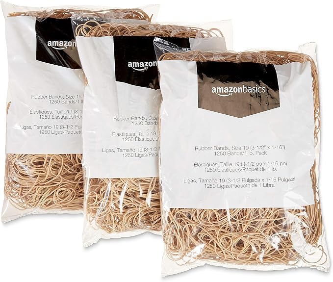 Amazon Basics Rubber Bands, Office Supplies, Size 19, 1250 Bands/1 lb. Pack - Image 3