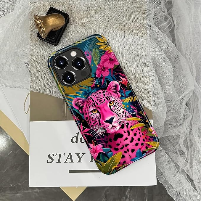ZHEGAILIAN Case for iPhone 15 Pro, Panther Leopard Flower Durable Shockproof - Image 6