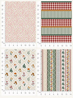 Pink & Green Floral Cotton Fabric Bundle, 5 Coordinating Fabric Panels - Image 7