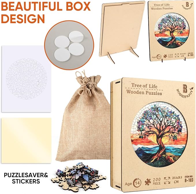 Bodhipnjoy Wooden Puzzles for Adults 500 Pieces, Stained Glass Tree of Life - Image 7