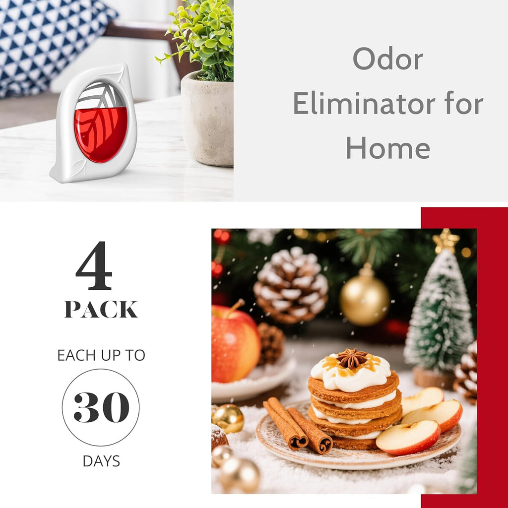 Air Freshener for Home, 4 Pack, Apple Cinnamon, Odor Eliminator for Small Area Closets Bathroom Pets Strong Odor, Up to 120 Days