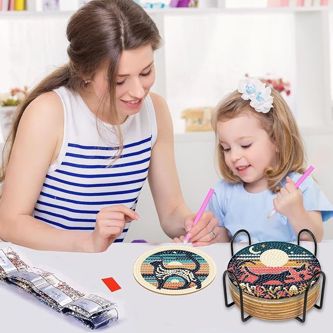 8PCS Diamond Art Coasters Kit, Cat Diamond Painting Coasters - Image 5