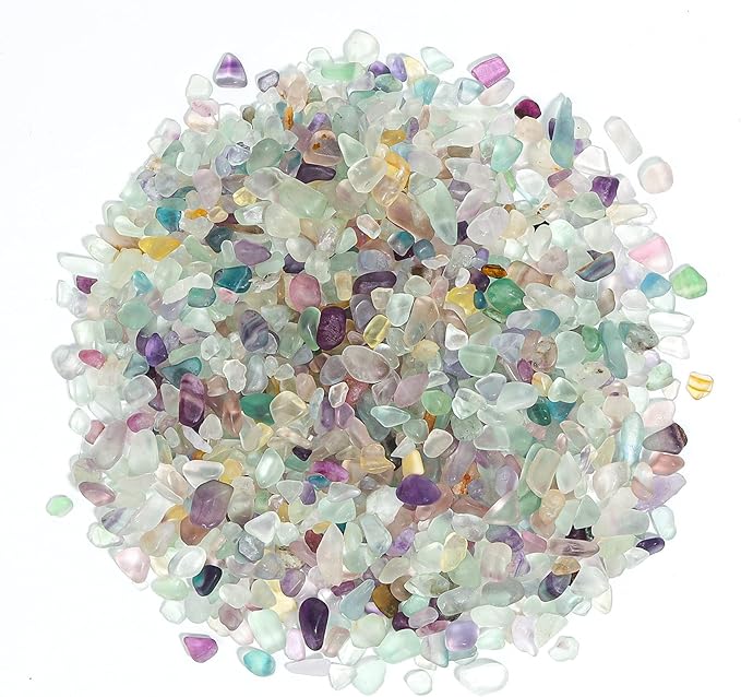 T4U Crystal Rocks for Aquarium, Fluorite Chips Pebbles for Plants 0.5 lb | by T4U