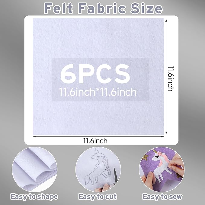 HaoFeiJH 6 Pcs White Soft Felt Fabric Sheets - Image 2