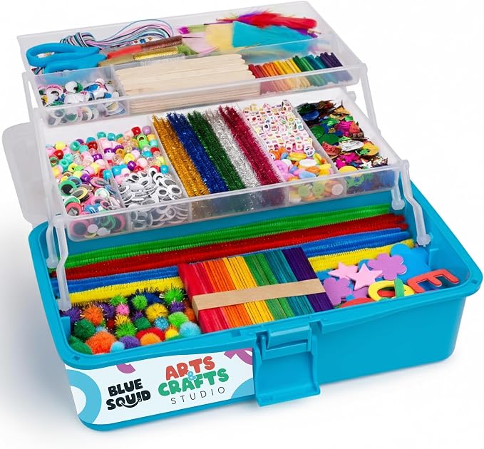 Blue Squid Arts & Crafts Box- 2800+ pcs Deluxe Craft Supplies Box, 2 Drawers by BlueSquid