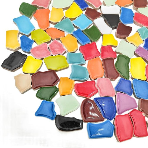 1.1lb Ceramic Mosaic Tiles, Mixed Colour Ceramic Mosaic Pieces - Image 2