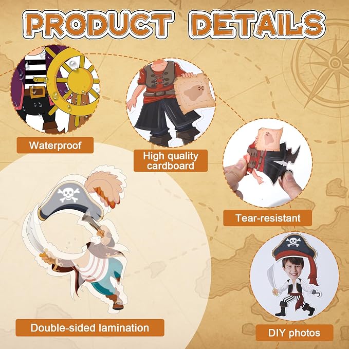 60pcs Pirate Cutouts Pirate Treasure Theme Bulletin Board Decorations Skull Hat - Image 3