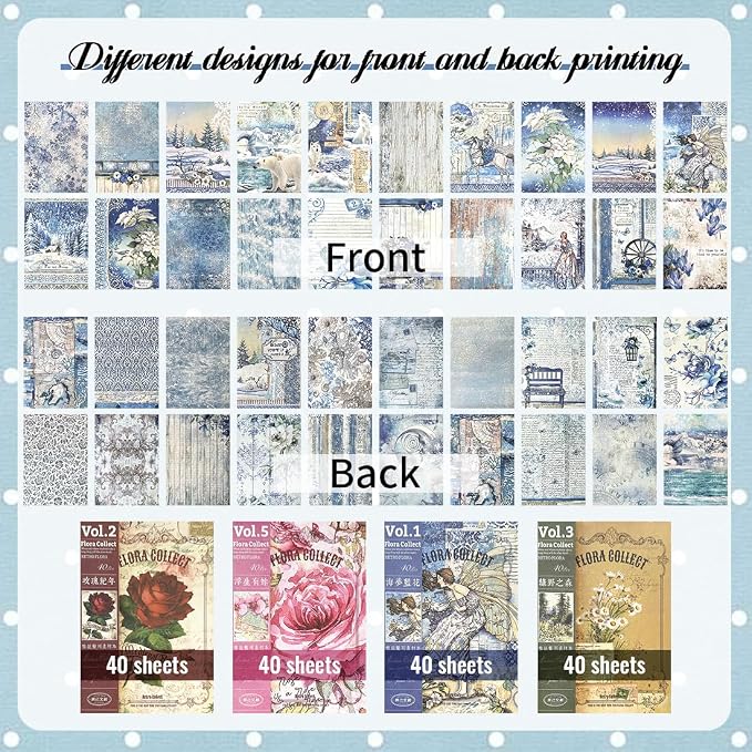 160Pcs Vintage Scrapbook Supplies Set, 4 Styles of Scrapbook Paper - Image 7