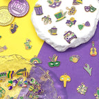 SANNIX 110 Pcs/55 Pairs Mardi Gras Charms, Mardi Gras Charms - Image 4