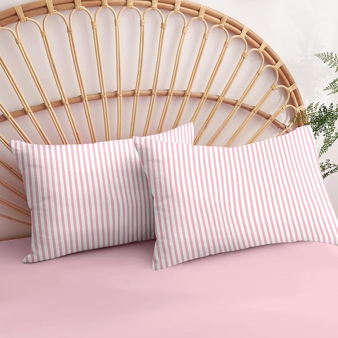 Nayoroom Pink Striped Duvet Cover Full Size White Stripe Duvet Cover Dorm - Image 6