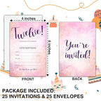 Pink Lover Birthday Invitations, 25 Double-Sided Invitation Cards - Image 2
