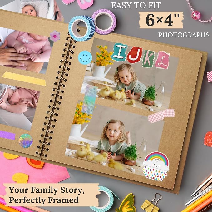 Scrapbook 10x10 Inch DIY Scrapbook Album Hardcover Kraft Paper 100 pages/50 - Image 5