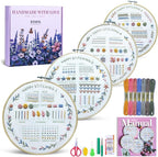 ETSPIL Beginner Embroidery Kit, 4K Video, 4 Floral Patterns, Gift Box | 4 by ETSPIL
