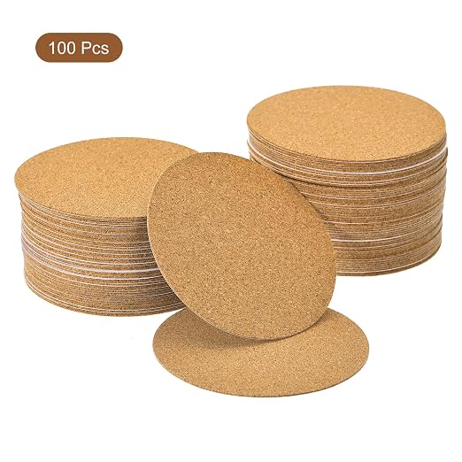 UXCELL 100 Pcs Self-Adhesive Cork Round, 3.5" x 3.5" Cork Tiles Backing Sheets - Image 3