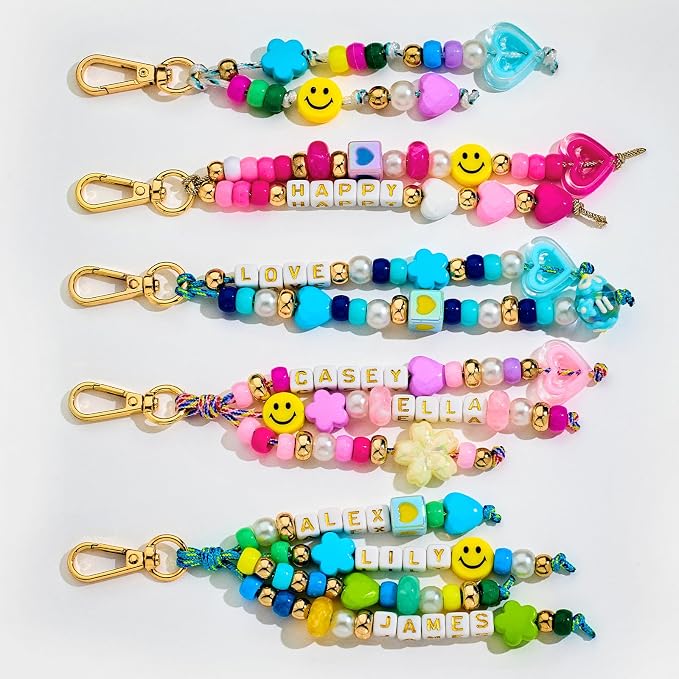 HolidayQbee DIY Bead Keychain Making Kit Beads-421PCS Beaded Bag Charm Making - Image 2