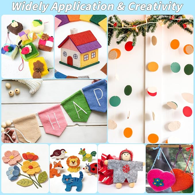 135PCS Felt Fabric Sheets Kit 45 Colors 2mm 3 Size Craft Felt Sheets | 4x4 - Image 6