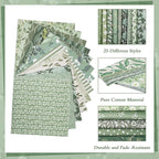 25 Pcs Sage Green Cotton Fabric Squares, 10 x 10 Inch, Precut | 25 assorted - Image 4