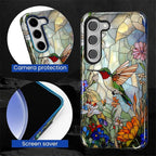 for Samsung Galaxy S23 Plus Case, Hummingbird Wildflower Stained Glass Pattern - Image 6