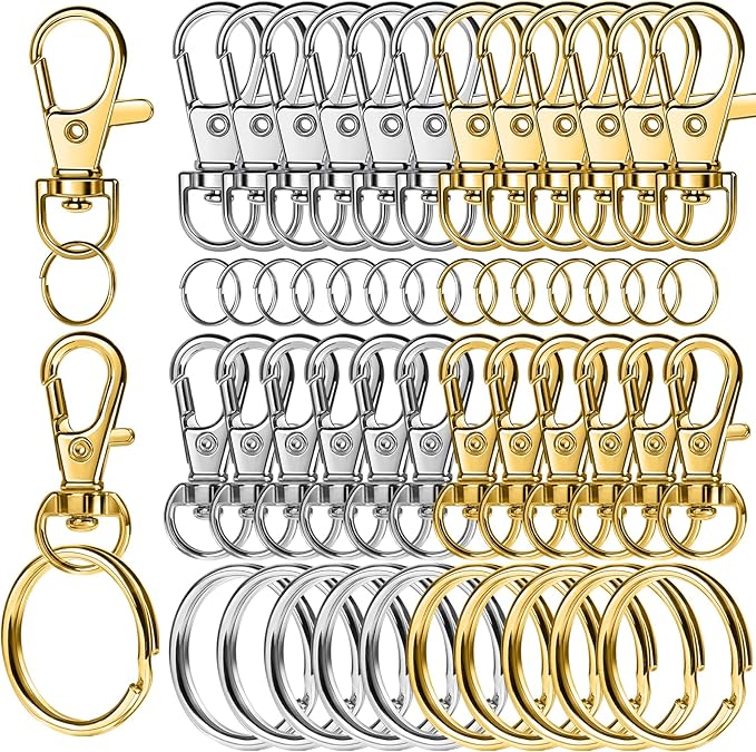 LEOBRO 60 PCS Lobster Claw Clasps and Key Rings, Keychain Clips and Key Chain by LEOBRO