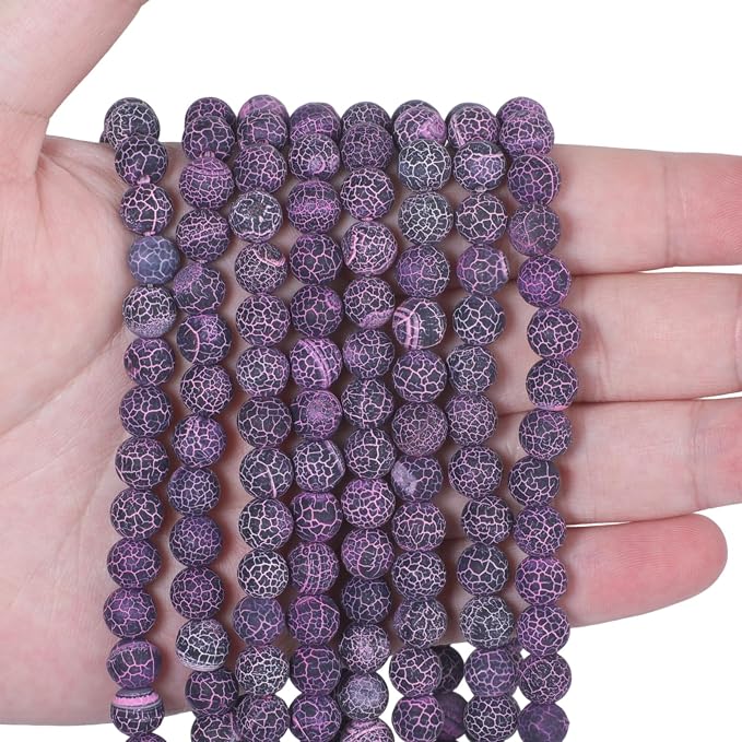 48pcs Natural Matte Purple Oxidized Gemstone Beads，8mm Frosted Round Loose - Image 3