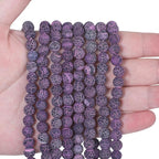 48pcs Natural Matte Purple Oxidized Gemstone Beads，8mm Frosted Round Loose - Image 3