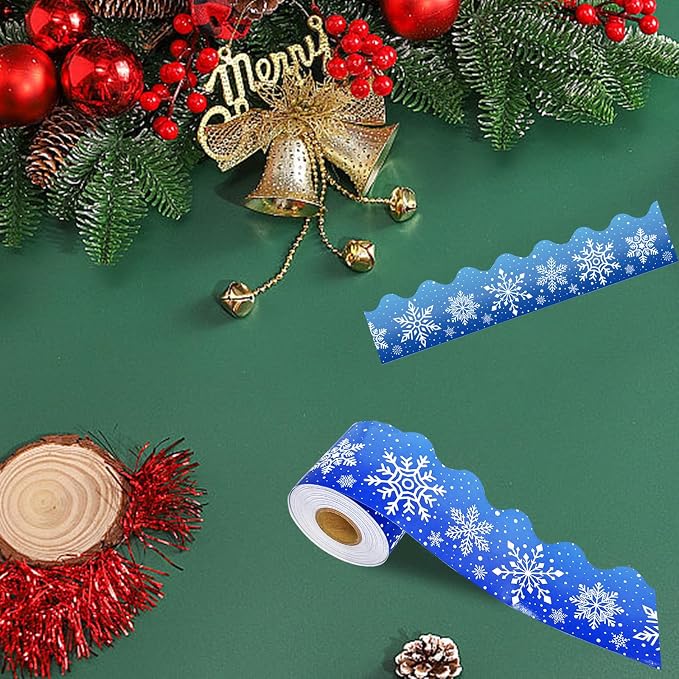 69 Feet Winter Snowflake Bulletin Board Borders, Scalloped Borders Bulletin - Image 7