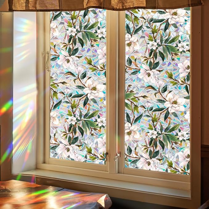 Floral Stained Glass Window Privacy Film, Retro Decorative Rainbow Window - Image 5