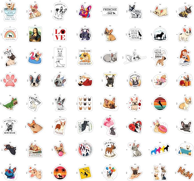 100Pcs French Bulldog Stickers for Water Bottle, Laptop - Image 4