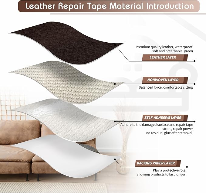KING MOUNTAIN Leather Repair Patch, 2 Packs 9 x 11 Inches self Adhesive Leather - Image 3