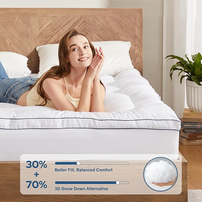 BEDLORE Twin Mattress Topper, Thick Pillow Top Pad - Image 2