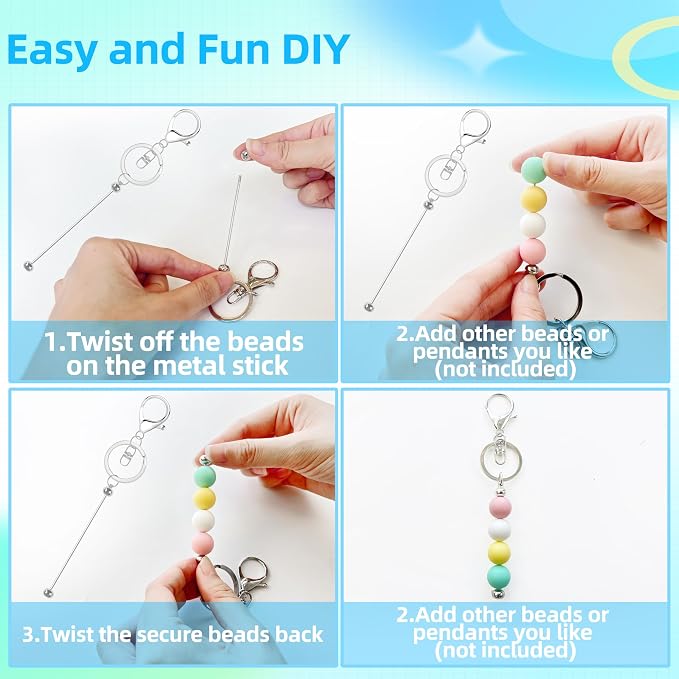 Mlife 25 Pcs Beadable Keychain Bars, Blanks Bead Keychain Making Kit, Bulk - Image 4
