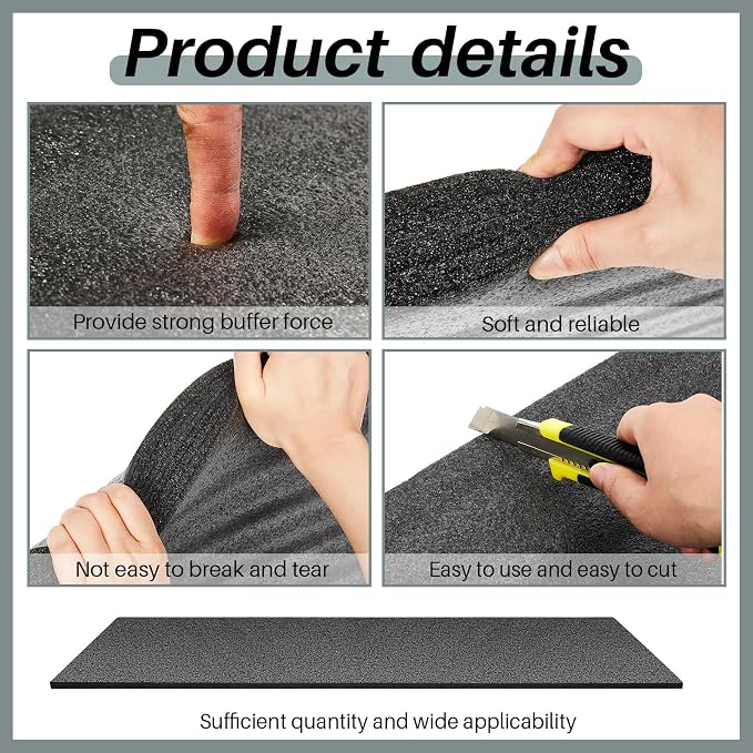 Ramede Customizable Polyethylene Foam Sheet 54 x 16 x 0.5 Inch Black Foam - Image 4