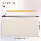 20 PCs Blank canvas Zipper Pouch, Makeup Bags Bulk Pencil Pouch - Image 2