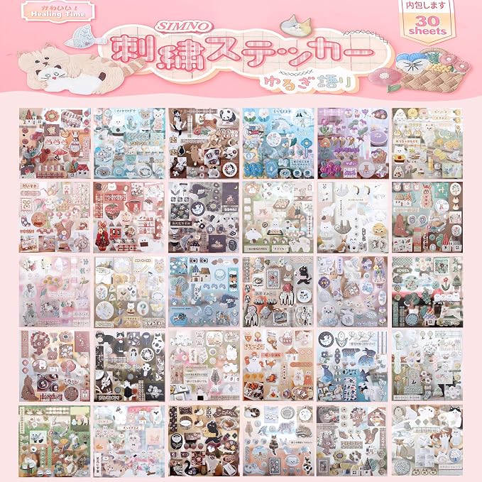 Tmtains 30 Sheets Japanese Manga Style Sticker Book 800+Pcs Heisei Retro Animal - Image 3