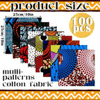 Tudomro 100 Pcs 10'' x 10'' Cotton African Quilting Fabric Squares Fat Quarters - Image 2