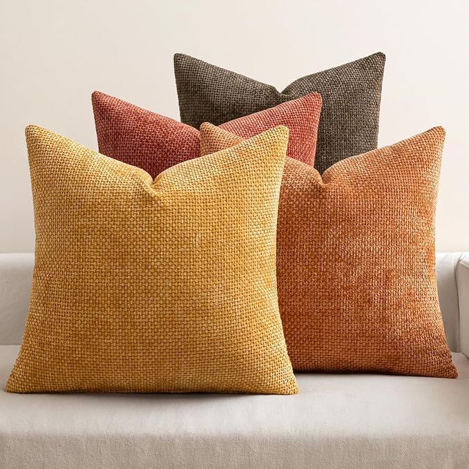 MIULEE Pack of 4 Orange/Yellow Couch Throw Pillow Covers 20x20 Inch Halloween by MIULEE