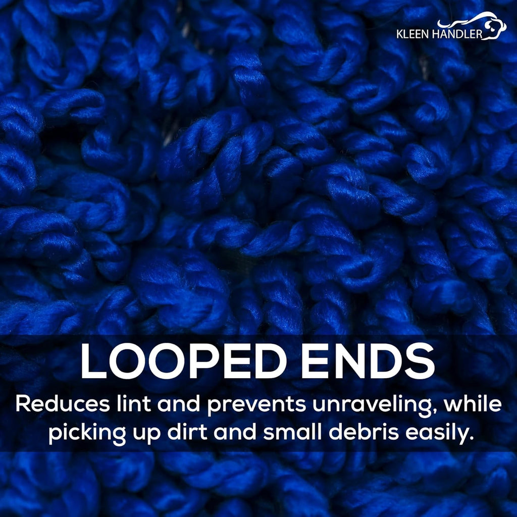 KLEEN HANDLER 6 Pack of 18 Inch Microfiber Dust Mop, Large Washable Commercial Mop Head Replacement, Sweeper, Janitorial Dust Mops, Blue