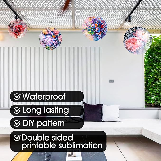 CHONOVO 10 Pack 8 Inch Sublimation Wind Spinner Blank | Double-Sided Sublimation - Image 6
