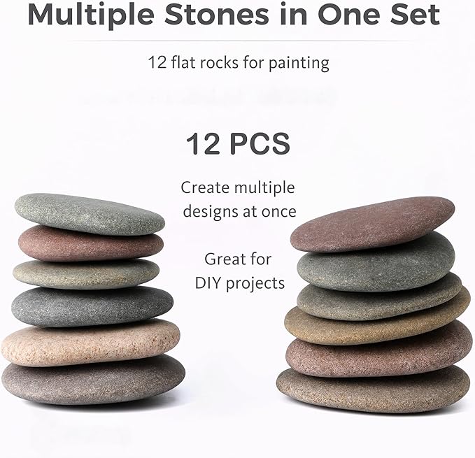 ROCART 12 PCS Extra Large 4.15-5.30" Smooth Natural River Rocks - Image 5