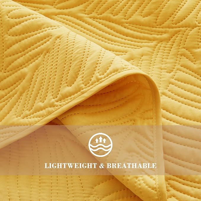 Exclusivo Mezcla California King Quilt Bedding Set, Lightweight Yellow Quilts - Image 5