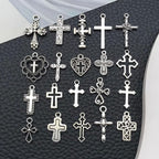 WOCRAFT 60pcs Antique Silver Cross Bracelet Charms - Image 5