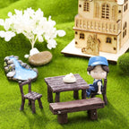 Skylety 12 Pieces Garden Furniture Ornaments Miniature Table and Chairs Set - Image 3
