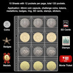 12 Pocket Coin Pages for Collectors, 10 Sheets Coins Sleeves Coin Holders Stamp - Image 2