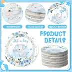 Funnymoom 60 Pcs 7 Inch Elephant Baby Shower Paper Plates It's a Boy Shower - Image 3
