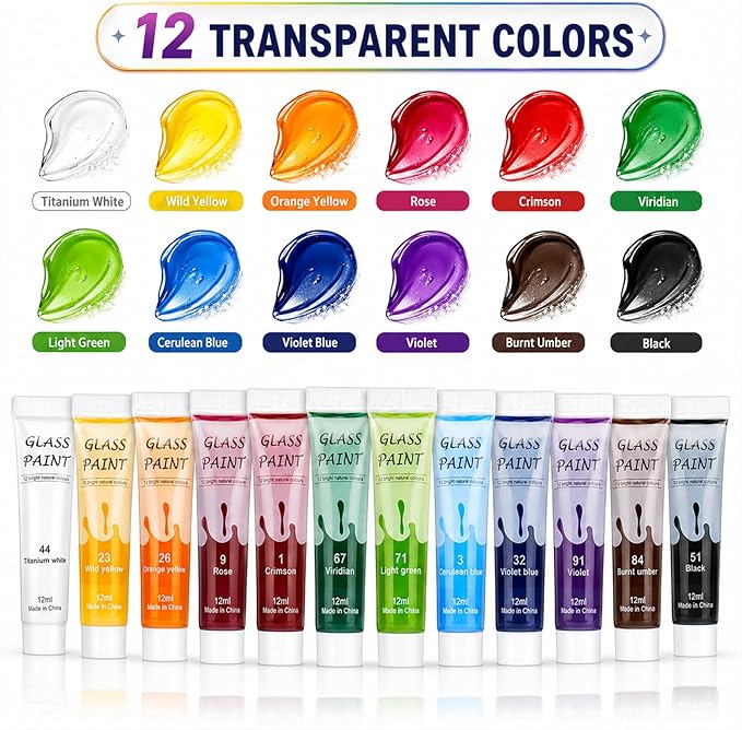 Happlee Artist Grade Acrylic Glass Paint Stained Transparent Glass Window Paint - Image 6